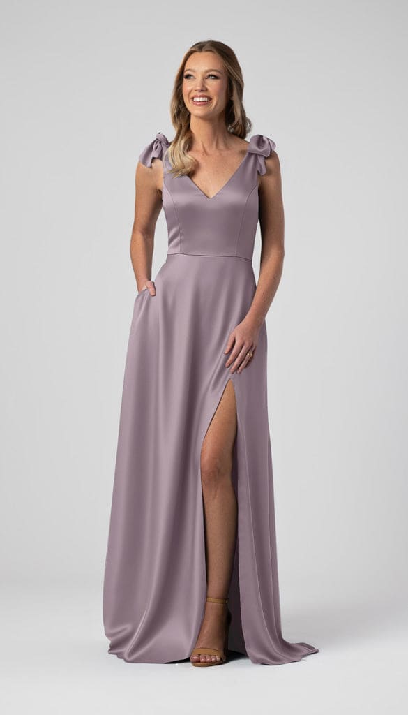 Leah Luxe Satin Bow Sleeves Bridesmaid Dress