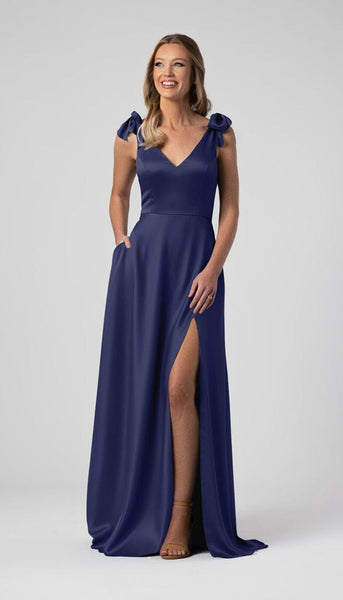 Leah Luxe Satin Bow Sleeves Bridesmaid Dress