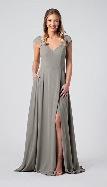 Lily Puff Sleeves Chiffon Bridesmaid Dress | Kennedy Blue Latte