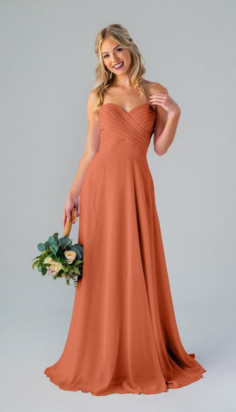 open lace back dress Lisa Strapless Chiffon Bridesmaids Dress