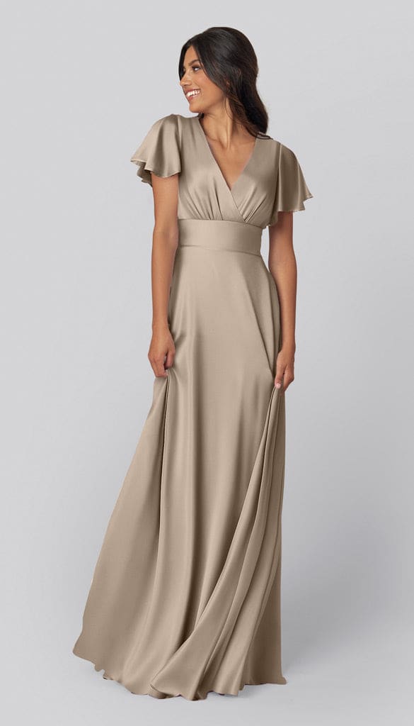bridesmaid dresses slc Luxe Satin Modest Bridesmaid Dress