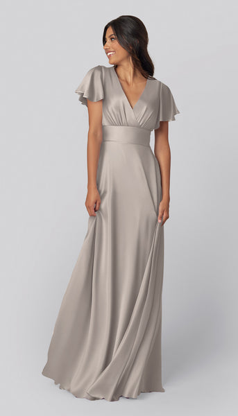 grey modest bridesmaid dresses Luxe Satin Dress please compare your measurements Boho Wedding Dress Elegant Girls Black Kids Big Size:ML/UK10-12