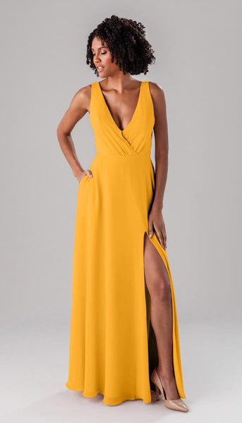 lydia bright bridesmaid dress Zapaka Women Yellow Bridesmaid Dress Flower Halter Cut Out Backless A Line Wedding Guest Dress, Yellow / US12 main image 0