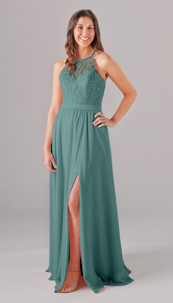 Madeline High Neck Embroidered Bridesmaid Dress