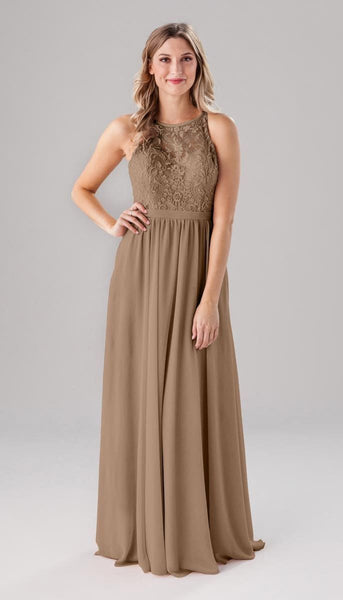 Maria High Neck Embroidered Bridesmaids Dress