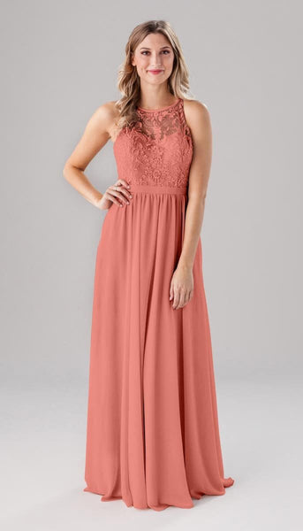 Maria High Neck Embroidered Bridesmaids Dress