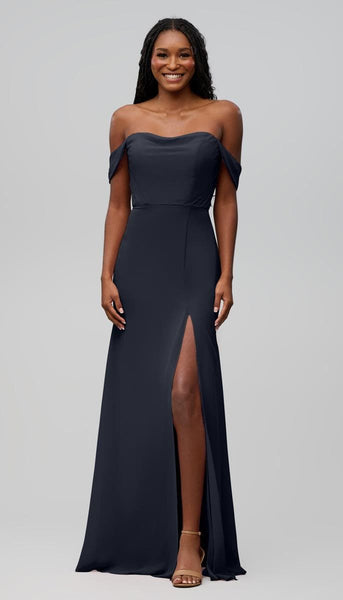 Mia Structured Chiffon Bridesmaid Dress | Kennedy Blue Steel Blue