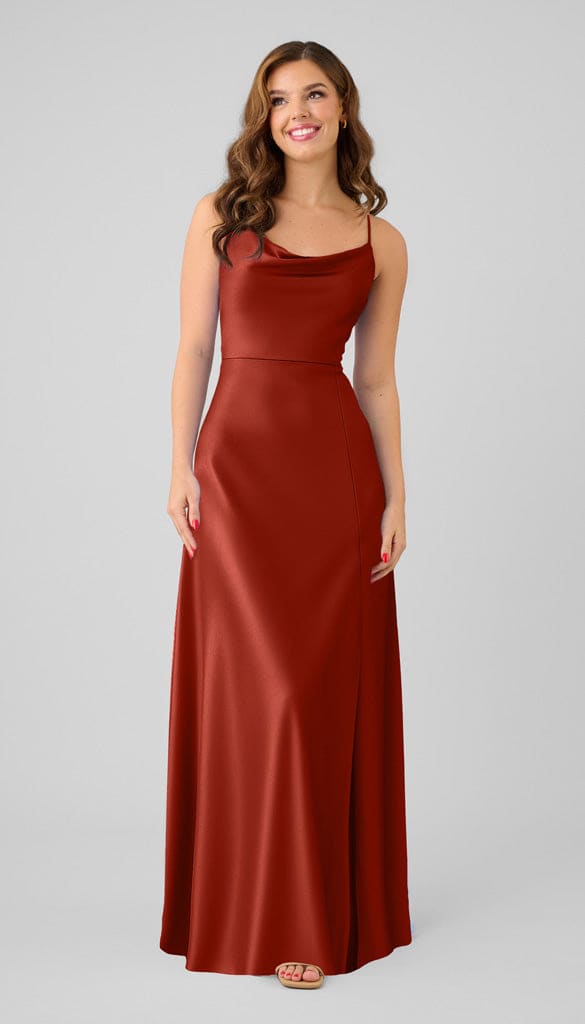 Miller adjustable fit luxe satin bridesmaid dress | Kennedy Blue Fawn