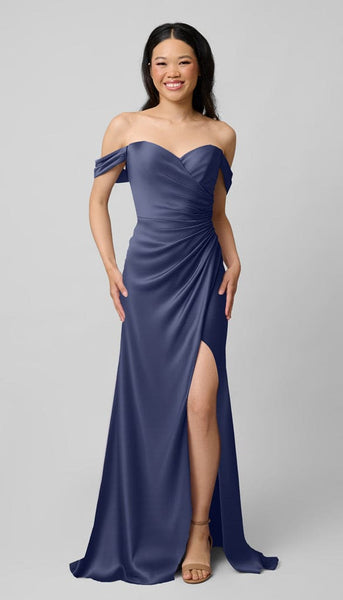malibu blue bridesmaid dresses Milo Luxe Satin Bridesmaids Dress mixed blue bridesmaid dresses