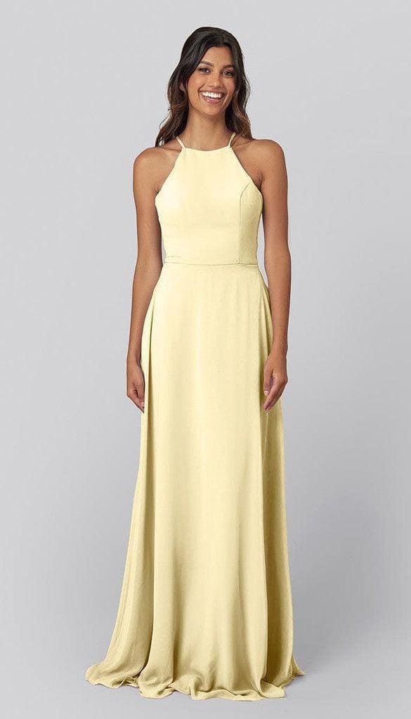 Nina Modest Ready to Ship Bridesmaid Dress | Kennedy Blue 14 / Peach Nina Modest Ready To Ship Bridesmaid Dress | Kennedy Blue