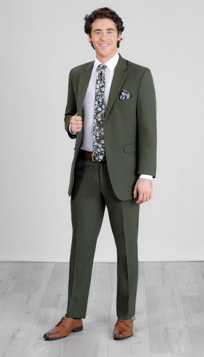 Olive Green|Trim Fit 2 Piece Suit 