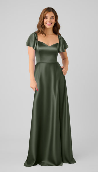 deep olive satin bridesmaid dresses Oakley luxe adjustable fit dress dark olive bridesmaid dresses