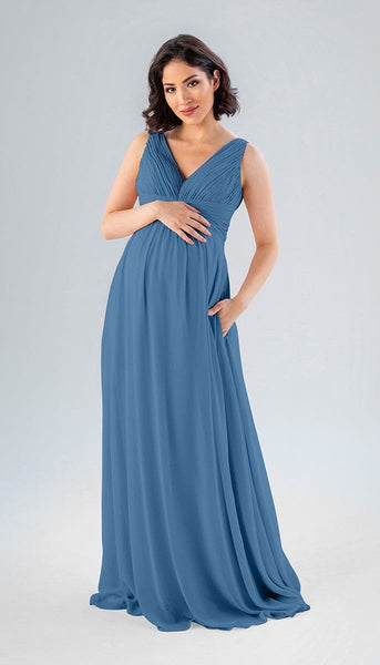 light blue long bridesmaid dress Kennedy Blue Paisley Bridesmaid Dress Deep Sea