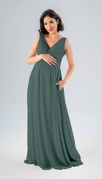 Kennedy Blue Paisley Bridesmaid Dress Deep Sea