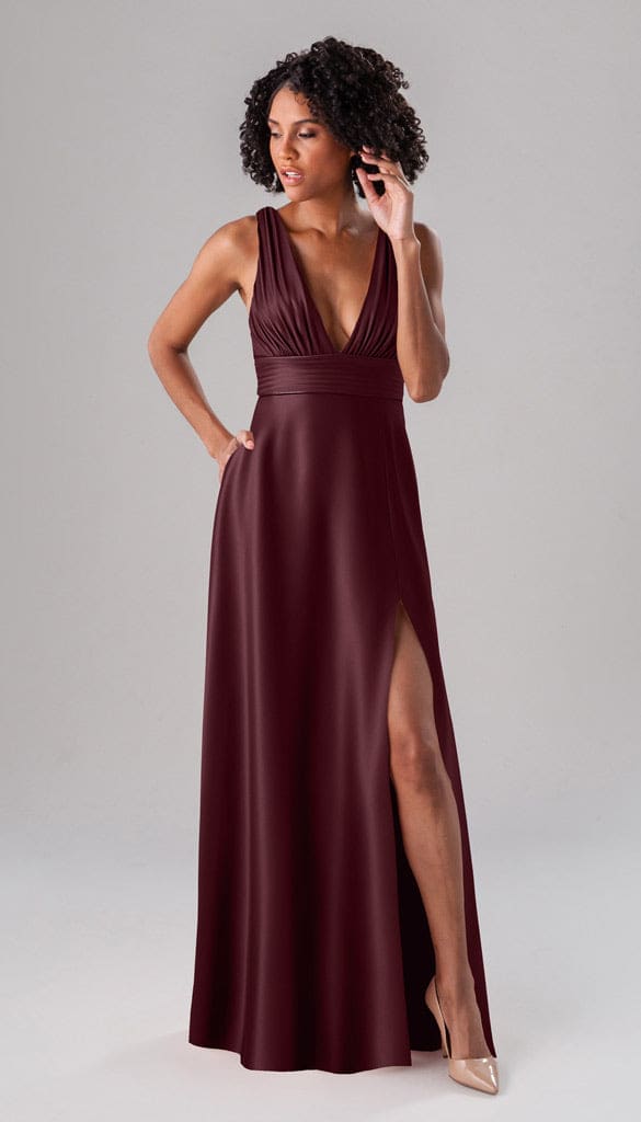 rose colored bridesmaid dress Luxe Satin Bridesmaids Color:Rose3 type:boots With Slit Built Jamie Erdahl • 450+