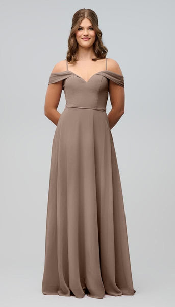 Samantha Off The Shoulder Chiffon Bridesmaids Dress | Kennedy Blue Fawn