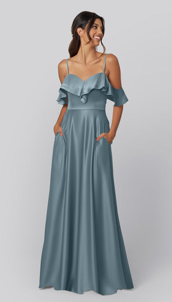 emily grey blue dress Sample Luxe Satin Bridesmaid Midi length Silver Sequin Midi Dress Why Navy Blue Suits Size:37 SHORT