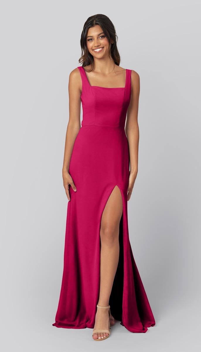 pink red bridesmaid dresses Berry Crafted from breathable chiffon Size:24 USA With Gold Heels Black M_M
