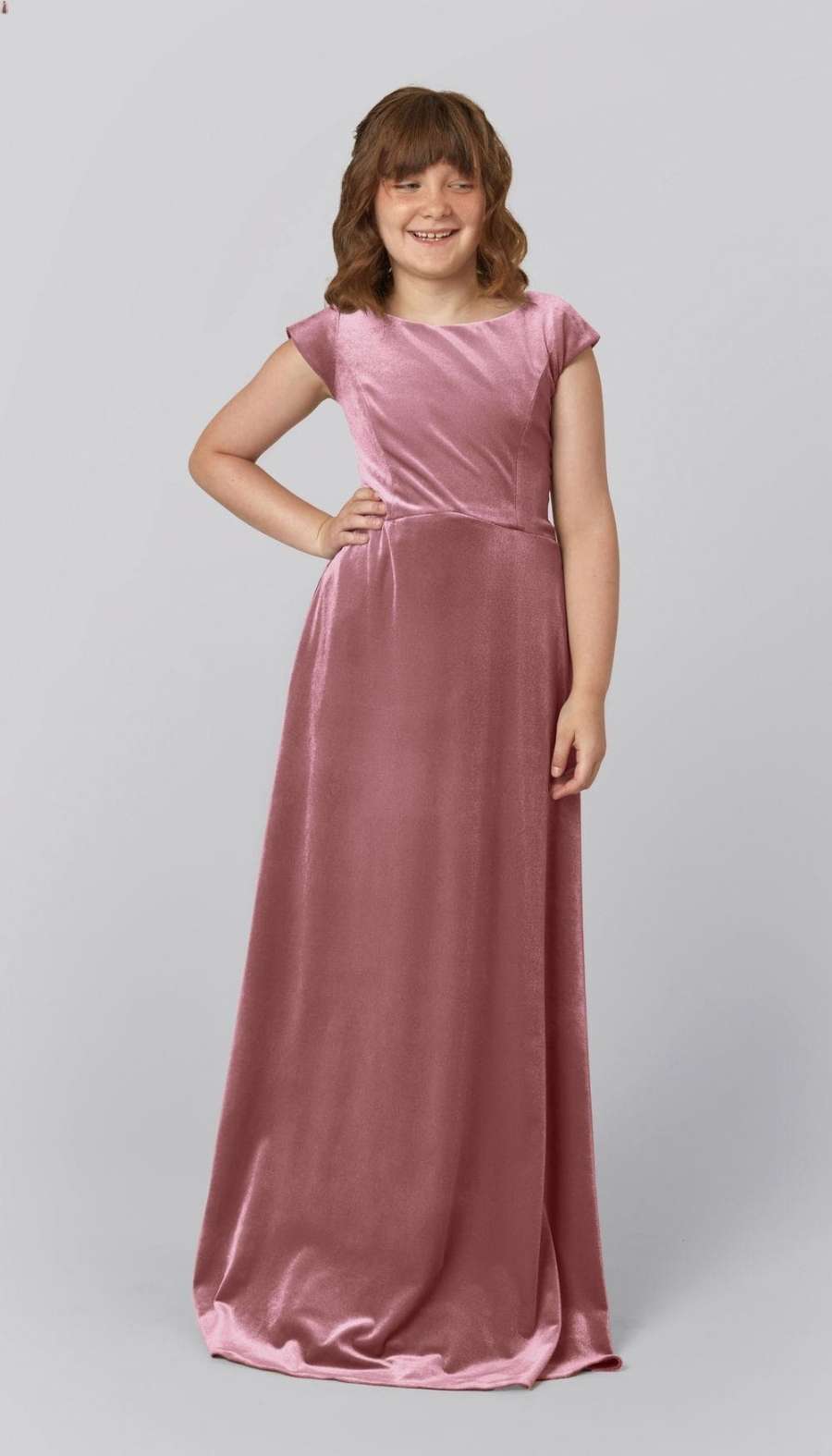 Junior Bridesmaid Satin Dresses Kennedy Blue Sally Junior Bridesmaid Dress  Latte