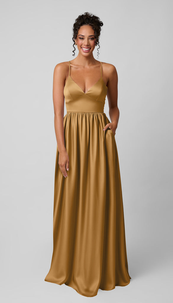 Sloane Luxe Satin Adjustable Fit Bridesmaids Dress | Kennedy Blue