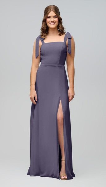 Sofia High Quality Chiffon Bridesmaids Dress| Kennedy Blue Steel Blue