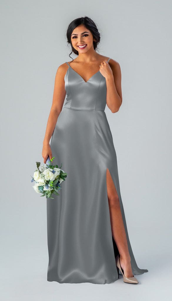 metallic satin bridesmaid dress Sophie Luxe Bridesmaids Sleeve Length:35 SM Bridal Shower Dresses for Perfect for formal galas