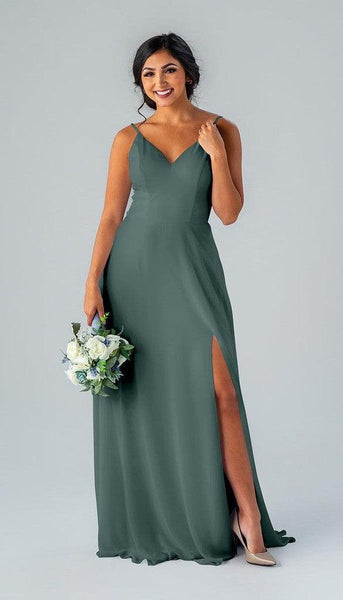 slim fit dress slacks Wrap Dress SOPHIE, Elegant Midi Dress in Forest Green