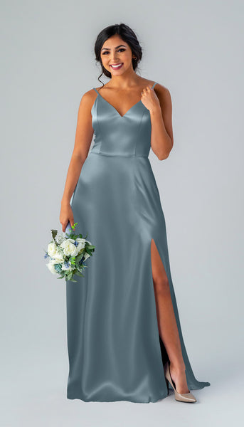 satin slate blue dress Sophie Luxe Bridesmaids Size:0-6 Months length bias winterdress Jason Isbell and the