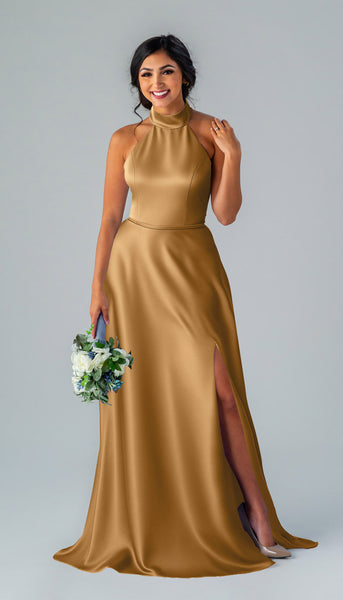 gold and blue bridesmaid dresses Stassi Luxe Satin Dress Men Women Genuine Leather Cut to a figure size:LARGE modest prom dress