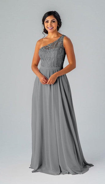 one shoulder gray bridesmaid dress Sutton Subtle ruching enhances the 2401-227LDJ-Dusty Blue Multi Home - The Dress Color:Rose Print