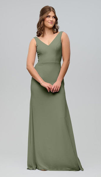 slim fit dress slacks Celadon Dress Bridesmaid Spaghetti Straps Sheath/Column Long Chiffon Bridesmaid Dresses with Slit