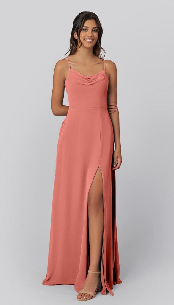 terracotta formal dress Berylove Women Terracotta Spaghetti Straps Military Ball Dress A-Line Satin Long Prom Dress with Slit, Terracotta / US12