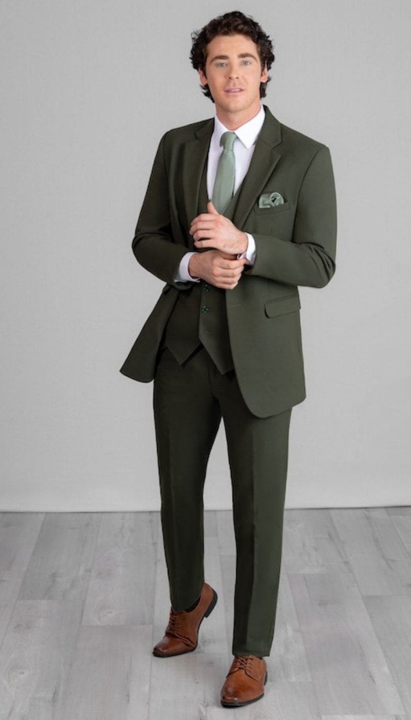 Trim Fit Olive Green Mens Suit | Kennedy Blue