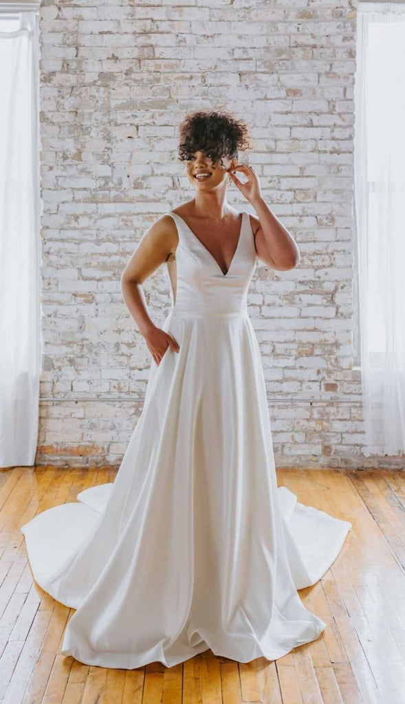 Satin A-Line Wedding Dress | Kennedy Blue Cassie Satin A-Line Wedding Dress | Kennedy Blue Cassie
