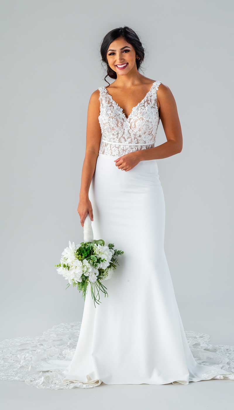 |Kennedy Blue Corinne Fitted Lace and Crepe  Wedding Dress