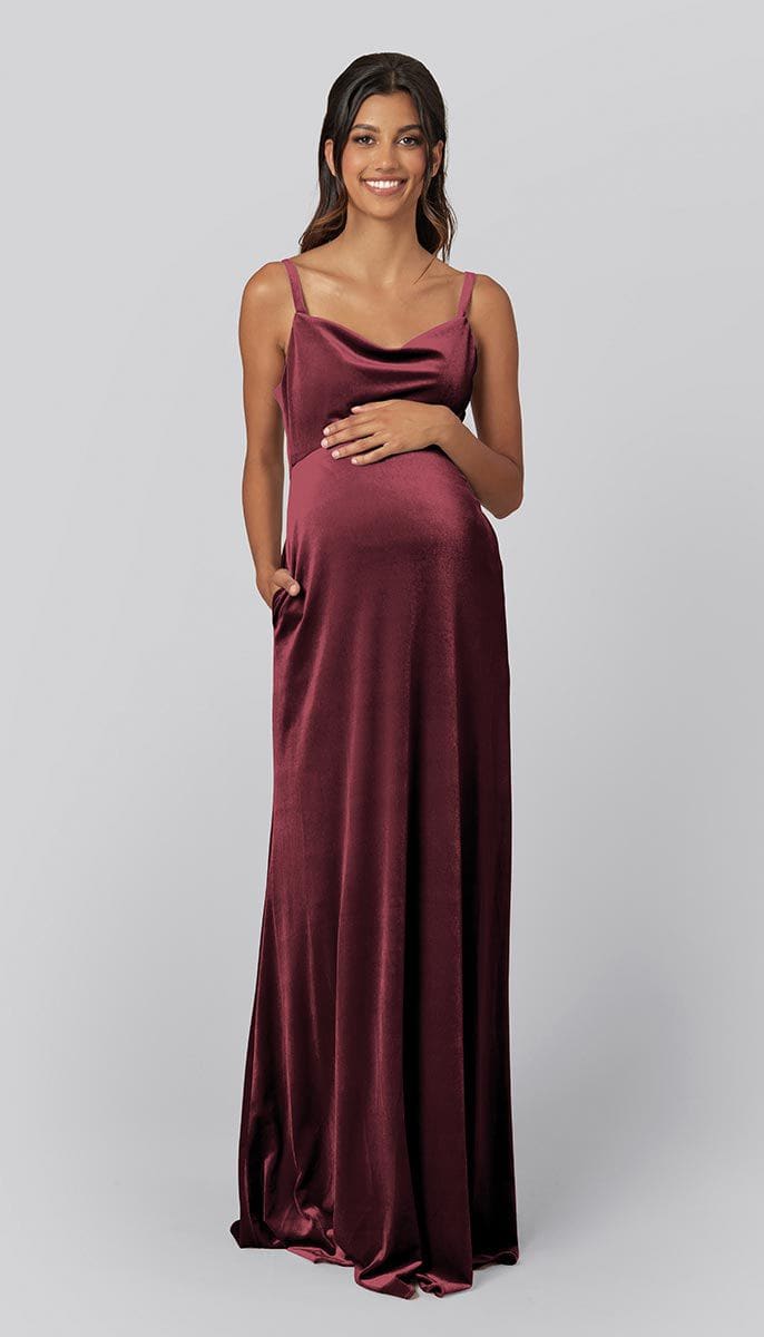 Velvet Maternity Bridesmaid Dress | Kennedy Blue Drew Burgundy Velvet Maternity Bridesmaid Dress | Kennedy Blue Drew Burgundy