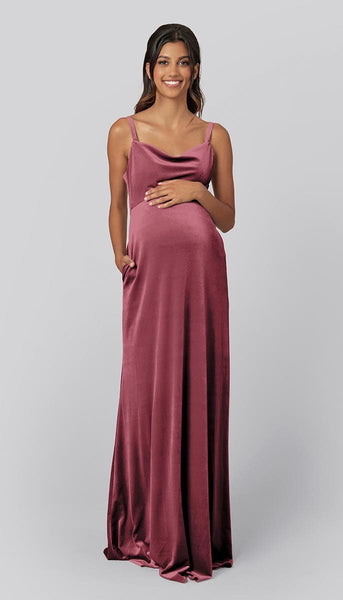 Velvet Maternity Bridesmaid Dress | Kennedy Blue Drew Eggplant