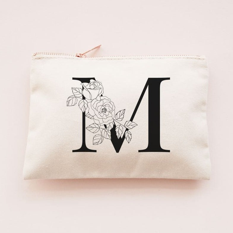|Floral Monogram Makeup Bag