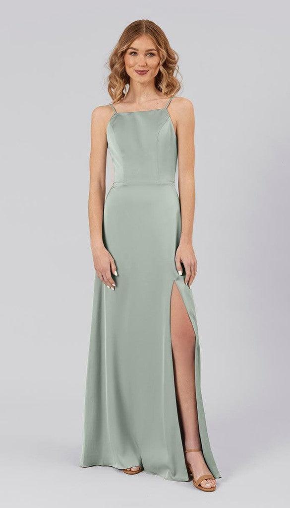 slim fit dress slacks Cowl Neck Bridesmaid Dresses Mermaid Satin Split – Lisposa main image 0