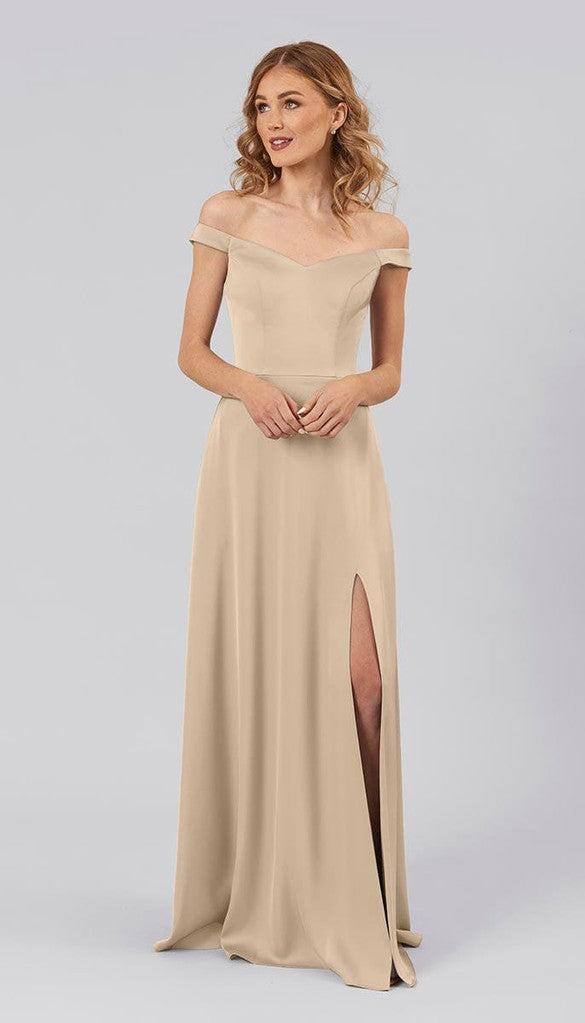 Arwen Off The Shoulder Satin Bridesmaid Dress | Kennedy Blue Gold Arwen Off The Shoulder Satin Bridesmaid Dress | Kennedy Blue Gold