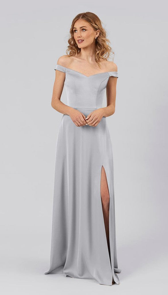 Blue grey deals bridesmaid dress