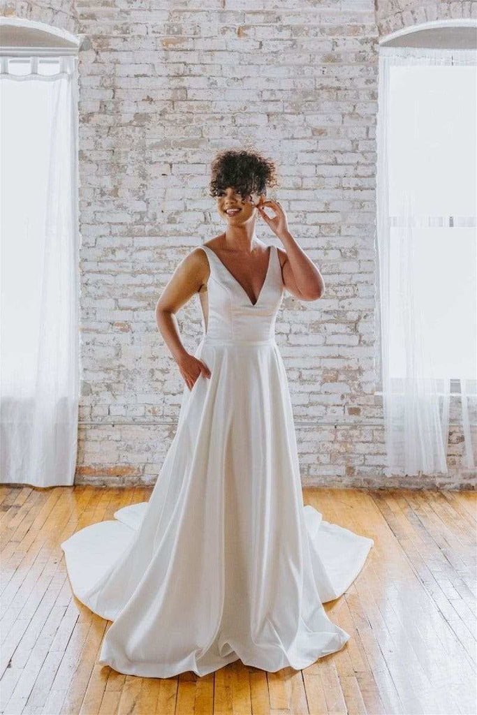 Satin A-Line Wedding Dress | Kennedy Blue Cassie Satin A-Line Wedding Dress | Kennedy Blue Cassie
