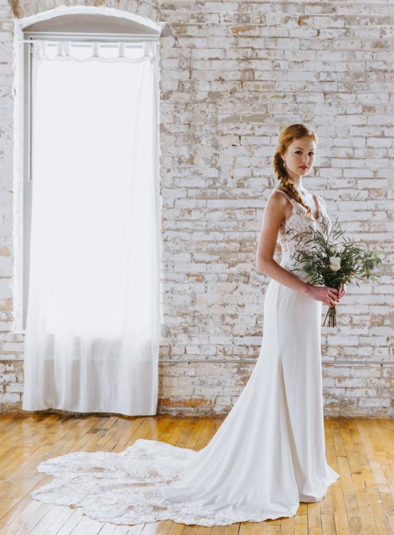 V Neck Wedding Dress  Kennedy Blue Corinne - Kennedy Blue