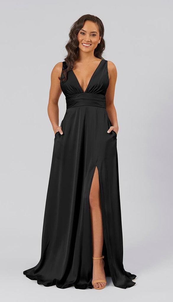 bridesmaid dresses black satin Halter Neck Satin Bridesmaid Dress