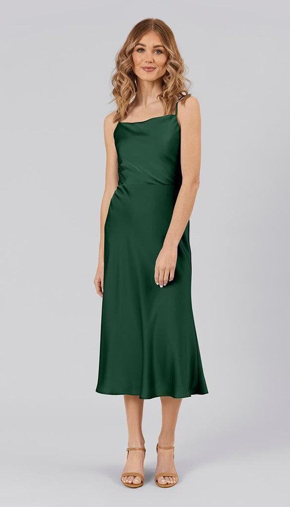 satin midi dress bridesmaid Lucinda Halter Satin Midi Dress • Shop American Threads Boutique Light Blue / S main image 0