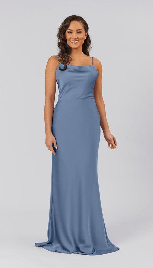 silver blue bridesmaid dresses Elegant Sheath Halter Light Blue Satin Long Bridesmaid Dresses US18 / Custom Color