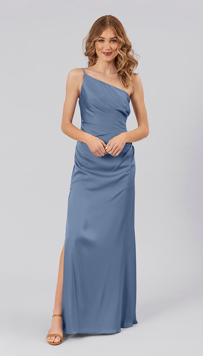 Dusty Blue Silk Embellished Gown – EPHEMERL