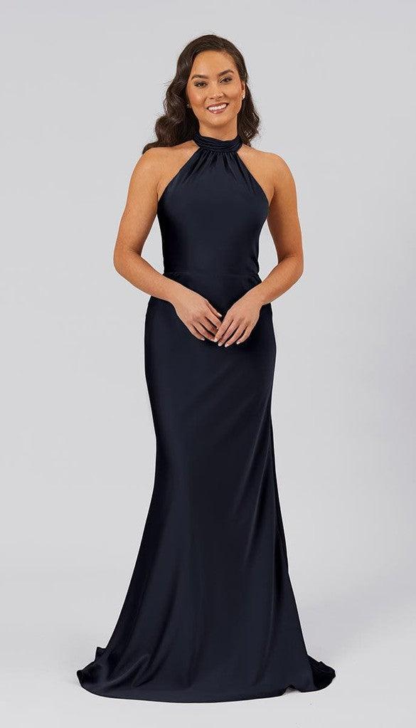 Rory High Neck Satin Bridesmaids Dress | Kennedy Blue Navy Blue Rory High Neck Satin Bridesmaids Dress | Kennedy Blue Navy Blue