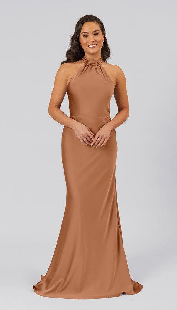 Rory High Neck Satin Bridesmaids Dress | Kennedy Blue Rory High Neck Satin Bridesmaids Dress | Kennedy Blue