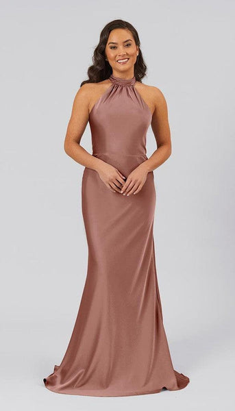 Rory High Neck Satin Bridesmaids Dress | Kennedy Blue Rust Rory High Neck Satin Bridesmaids Dress | Kennedy Blue Rust